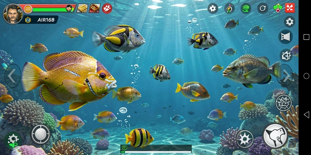 Screenshot gameplay AIR168 menampilkan aksi seru menangkap ikan.