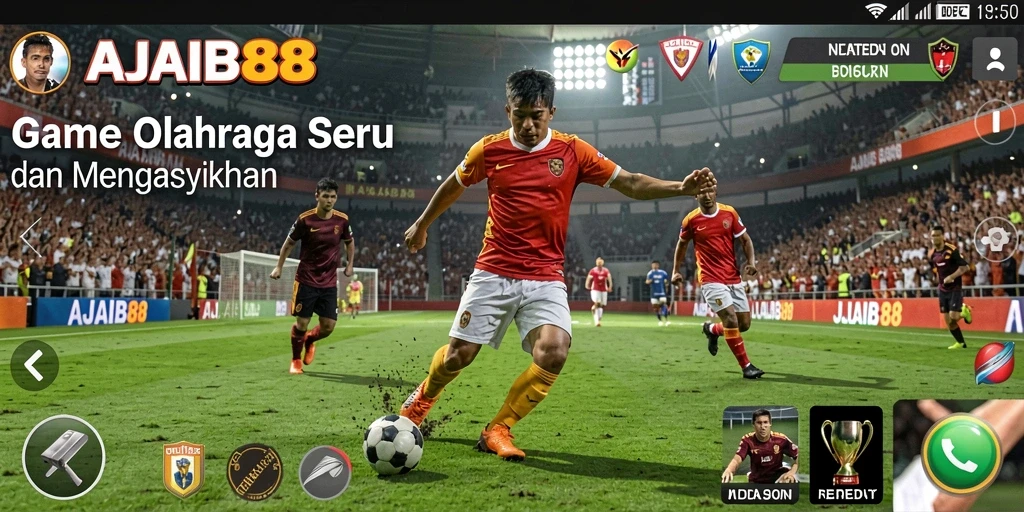 Screenshot utama AJAIB88 menampilkan aksi olahraga yang seru.