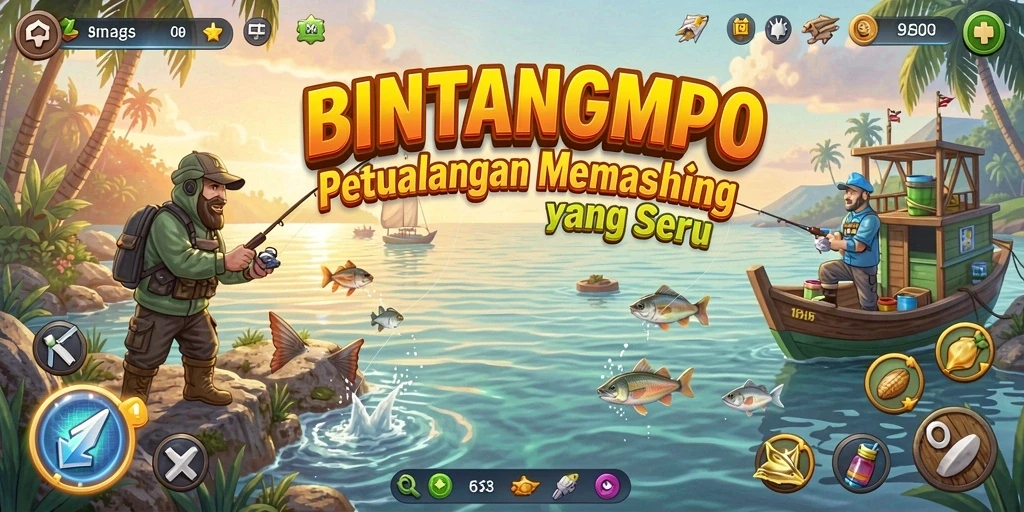 Tampilan gameplay menarik dari BINTANGMPO saat memancing ikan.