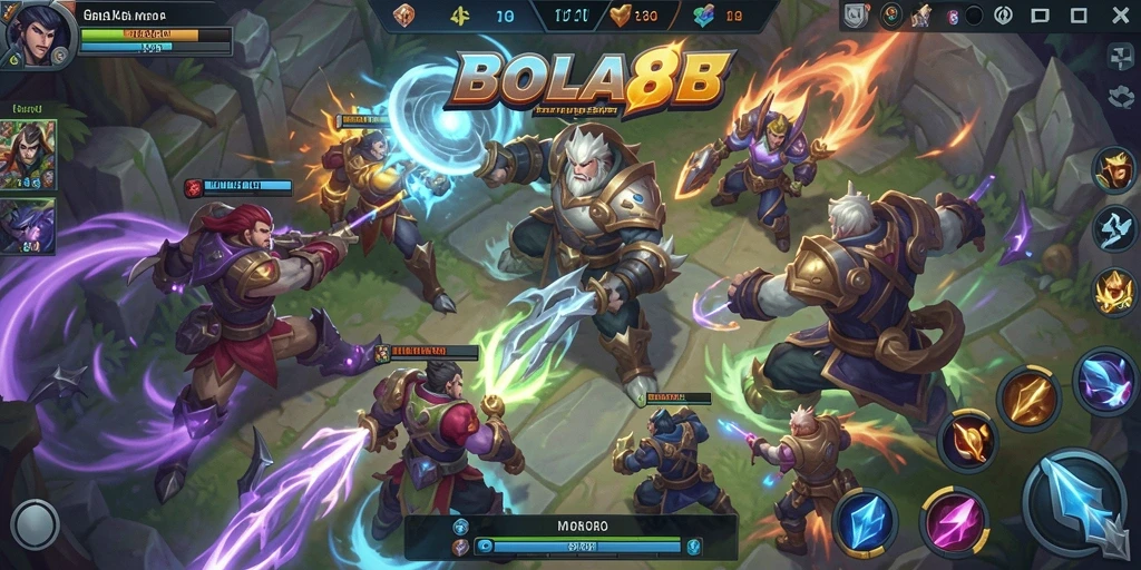 Screenshot BOLA88 menampilkan aksi seru pertarungan MOBA.