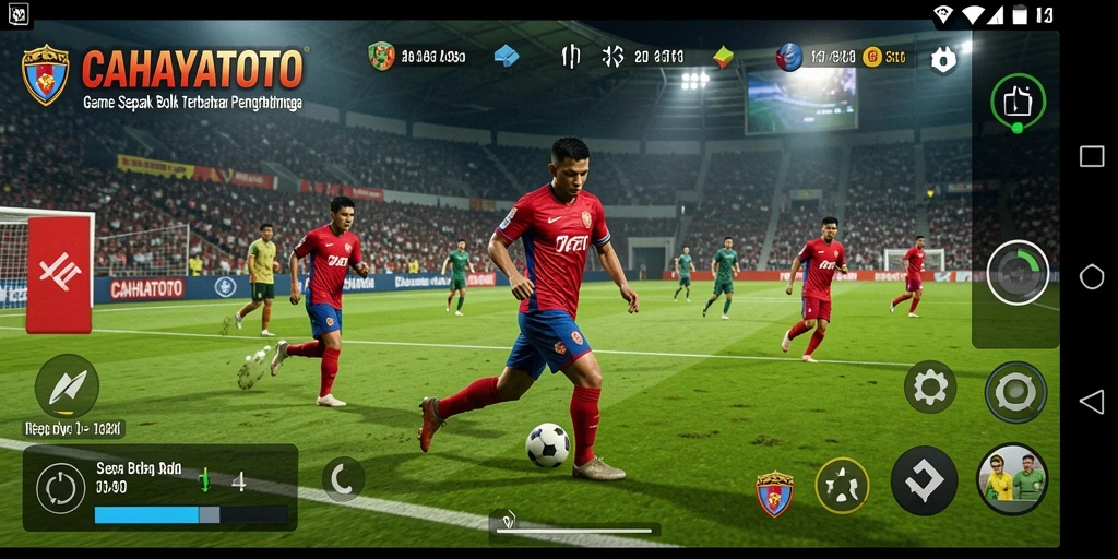 Tampilan gameplay CAHAYATOTO dalam aksi sepak bola nyata.