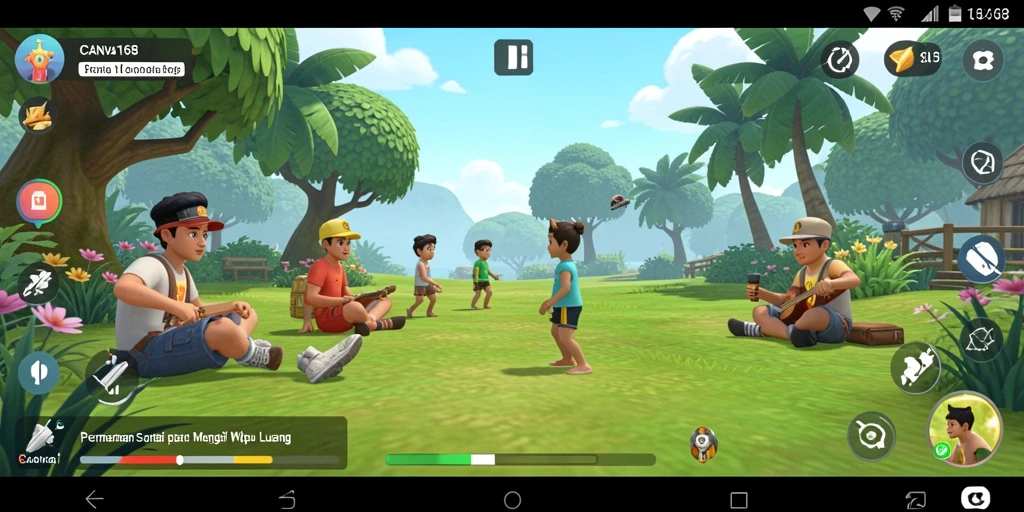 Screenshot gameplay CANVA168 yang penuh warna dan menarik.