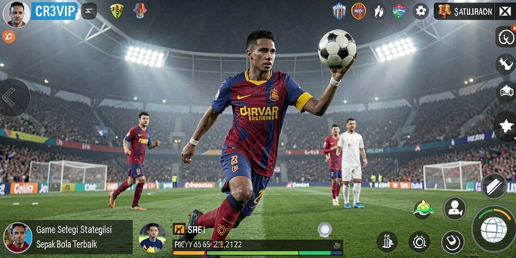 Screenshot dari gameplay CR7VIP yang menunjukkan aksi di lapangan.