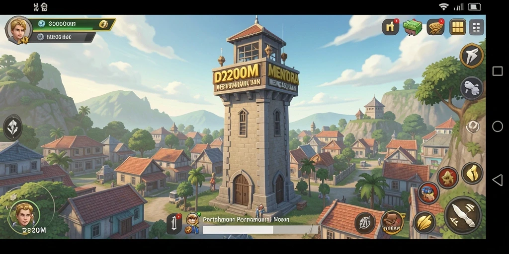 Tampilan gameplay D200M yang mendebarkan dalam pertahanan menara.