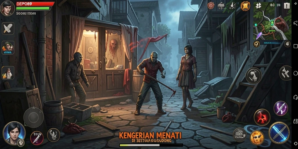 Tampilkan aksi menyeramkan dalam DEPO89 saat menjelajahi lingkungan gelap.