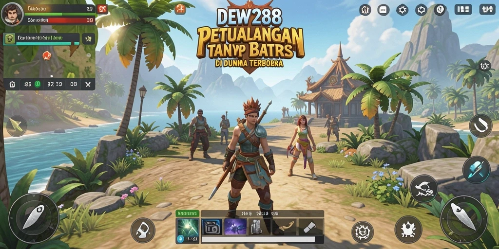 Tampilan gameplay DEWI288 di dunia terbuka yang luas dan penuh petualangan.