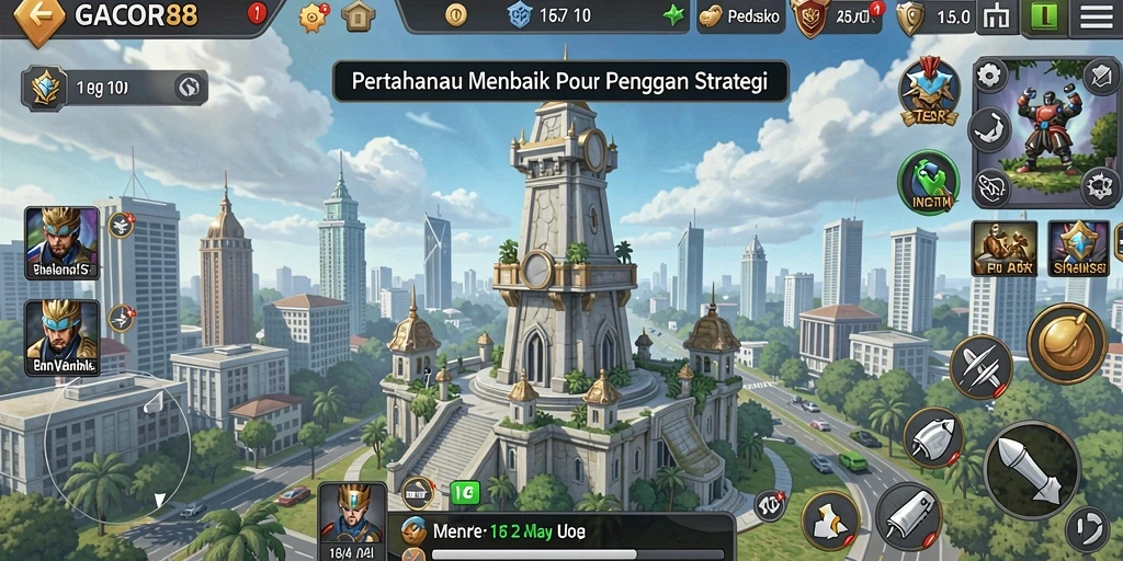 Tangkapan layar gameplay GACOR88 menunjukkan menara yang siap menghadapi gelombang musuh.