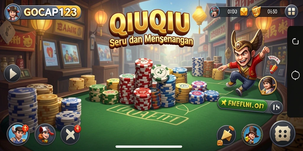 Tampilan gameplay QiuQiu yang menegangkan dan seru di GOCAP123.