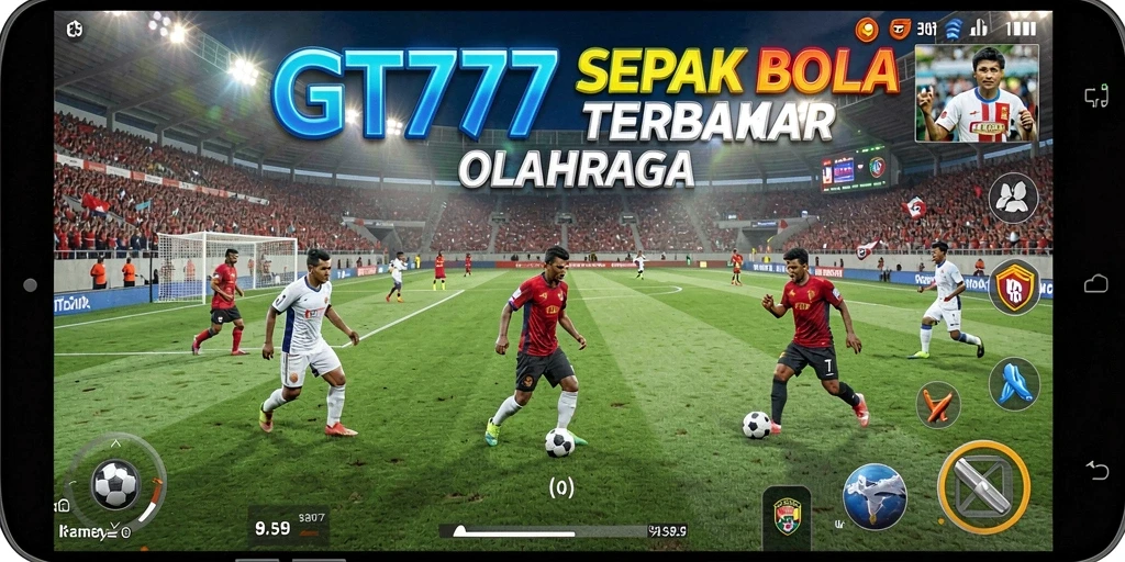 Screenshot GT777 menampilkan aksi seru di lapangan sepak bola.