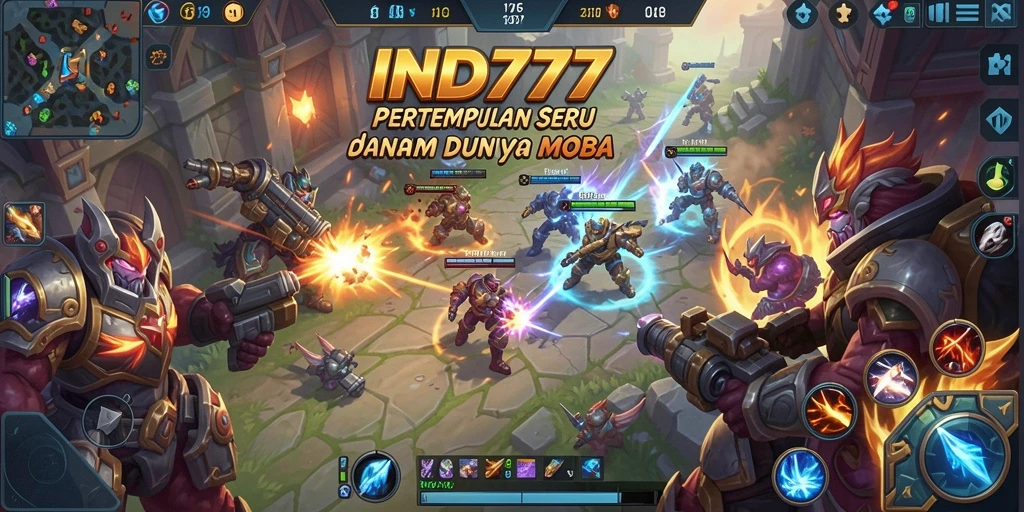 Screenshot menunjukkan aksi seru dalam gameplay MOBA IND777.