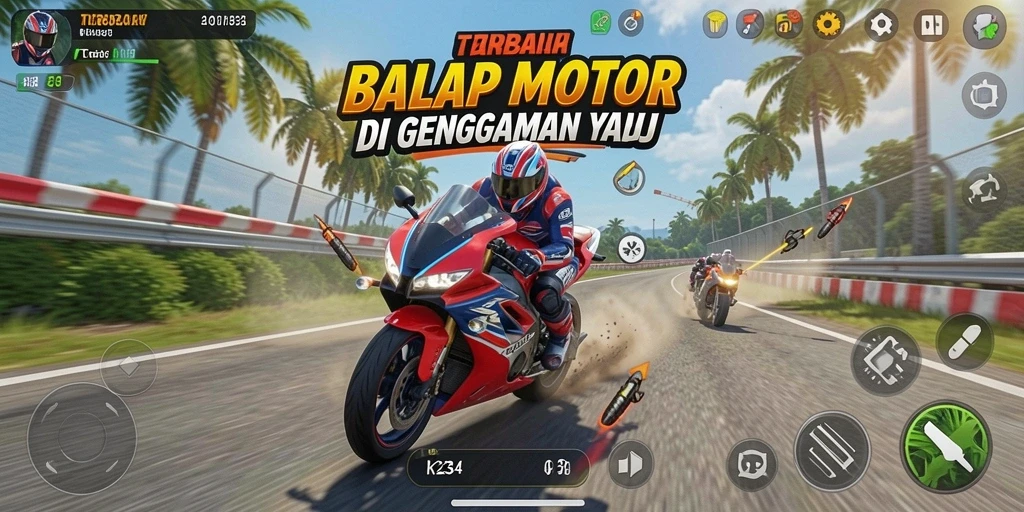 Screenshot gameplay K234 yang menampilkan aksi balapan seru.