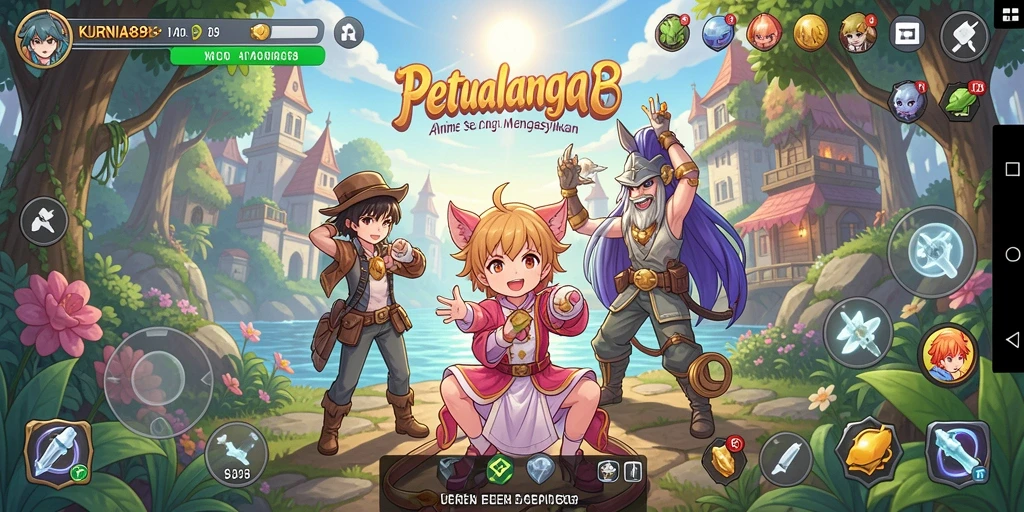 Screenshot gameplay seru KURNIA898 dengan karakter anime.