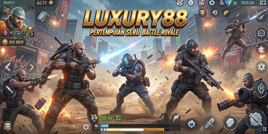 Tangkapan layar gameplay LUXURY88 yang menampilkan aksi pertempuran Battle Royale.