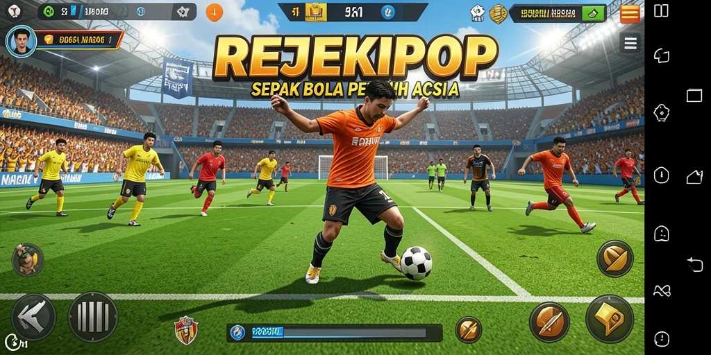 Tampilan gameplay seru di lapangan sepak bola REJEKIPOP.