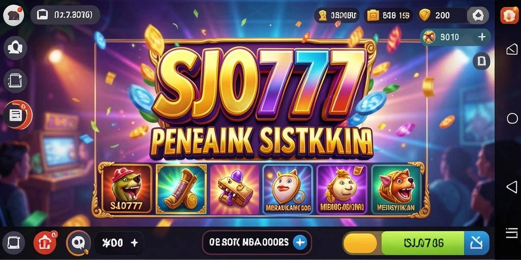 Screenshot utama SJO777 menampilkan gameplay slot penuh warna.