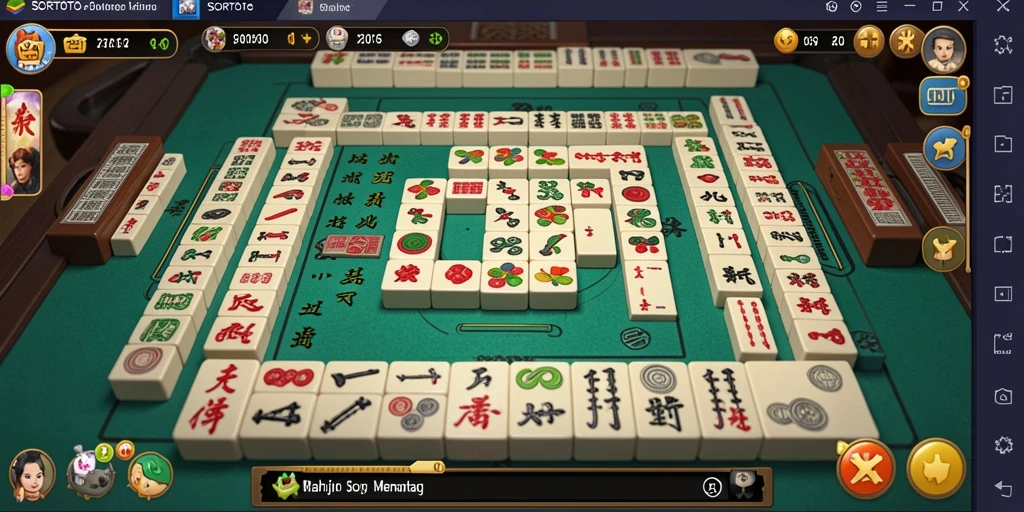 Tampilan gameplay SORTOTO yang seru dengan ubin Mahjong berwarna-warni.