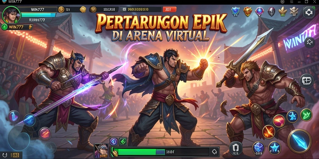Tampilan seru dari gameplay <strong>WIN777</strong> dalam pertarungan penuh aksi.